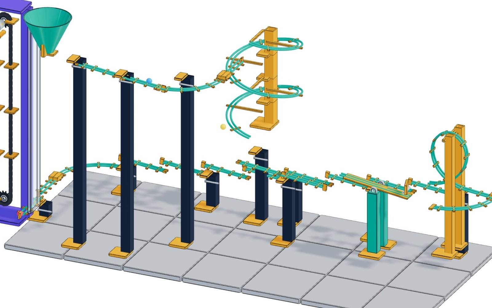 Auseinandergezogene Ansicht der einzeln druckbaren Bahnmodule