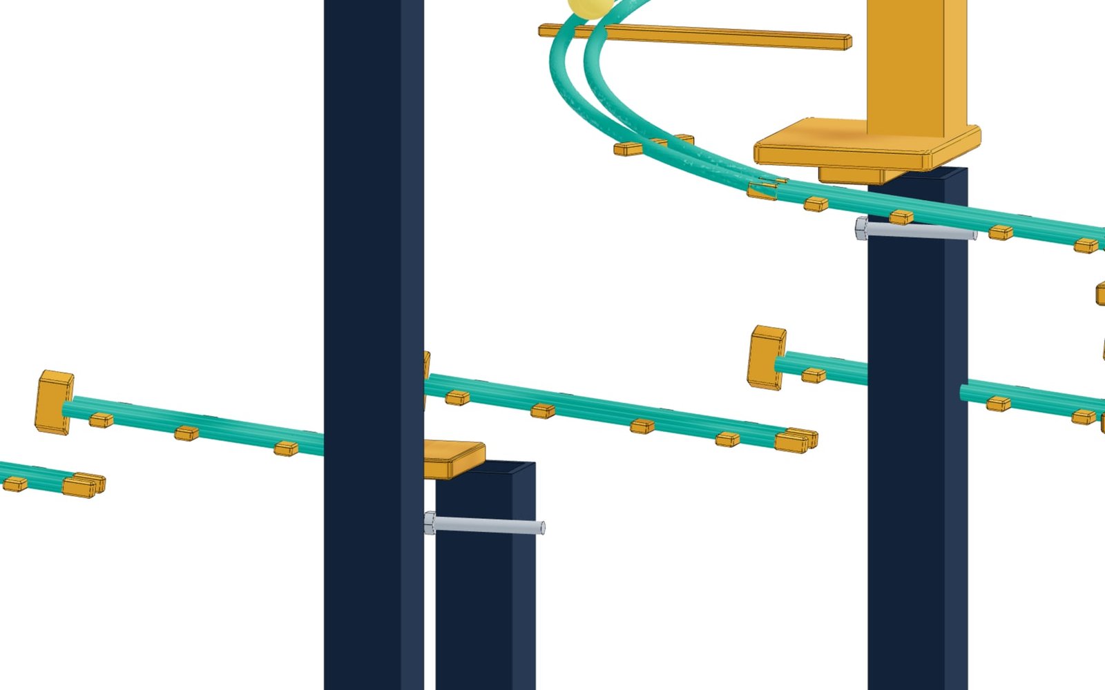 Steckverbinder der Bahnmodule mit parametrischem Spielmaß