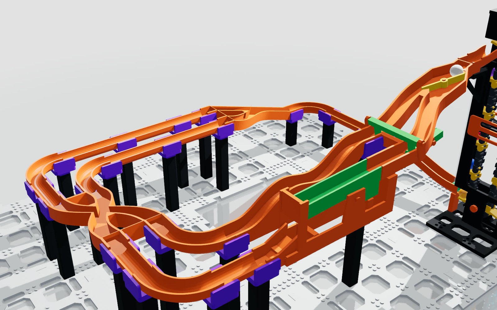 Steckbare Murmelbahn-Module mit Kurven und Looping